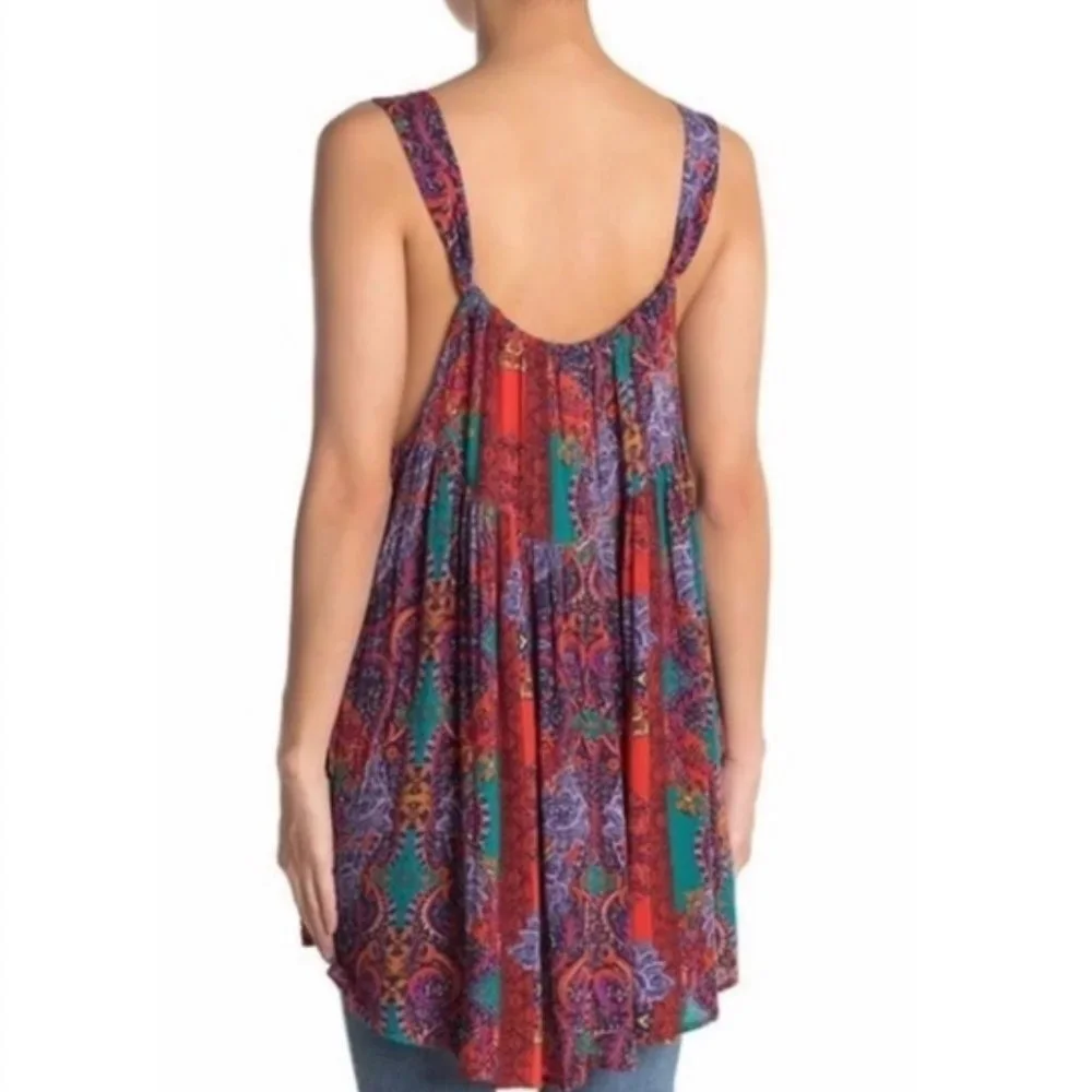 Free People Count Me In Trapeze Mini Dress New Red - Picture 2 of 5